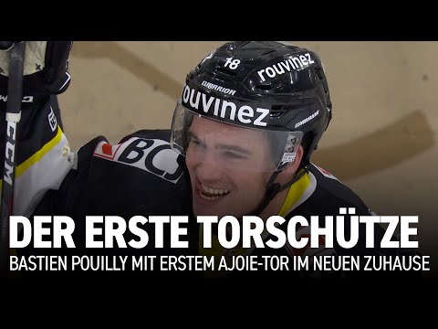 Bastien Pouilly ist der erste Torschütze im neuen Ajoie-Stadion!