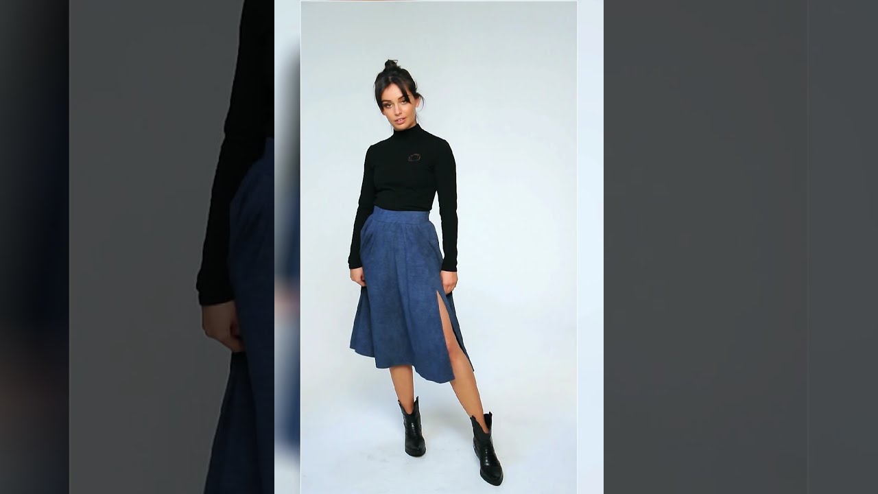 Spódnica midi rozkloszowana - denim