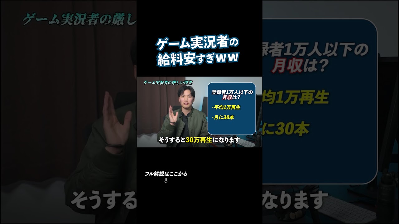 ゲーム実況者の給料が安すぎる件【登録者1万以下】 #ゲーム実況 #お金