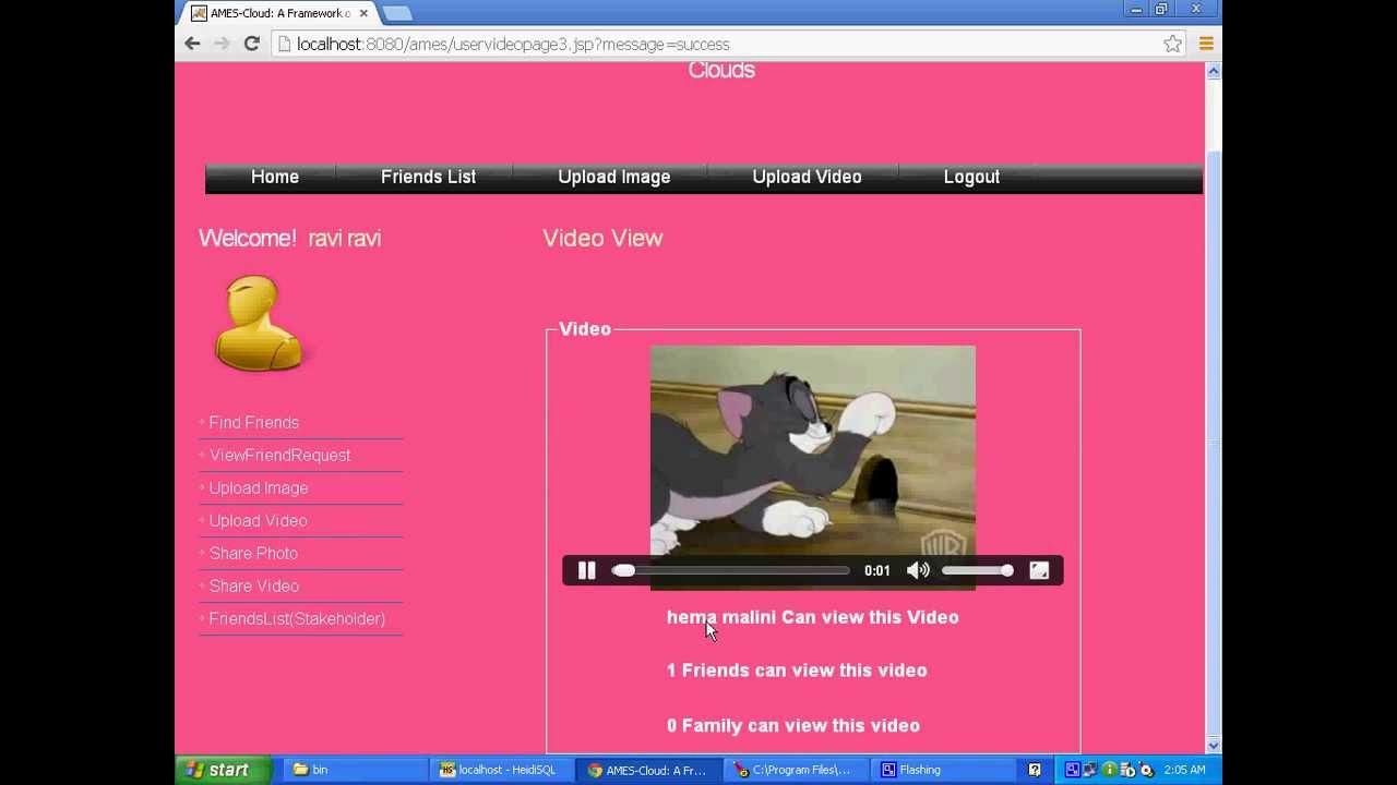 AMES- Adaptive Mobile Video Streaming and Efficient Social Video Sharing in the Clouds