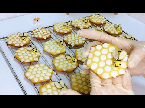 리얼한 꿀벌과 벌집 모양의 허니버터쿠키 (Honey Butter Cookies Recipe)