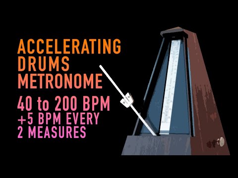 Accelerating Drums Metronome 40 - 200 bpm (+5 beats/2 measures)