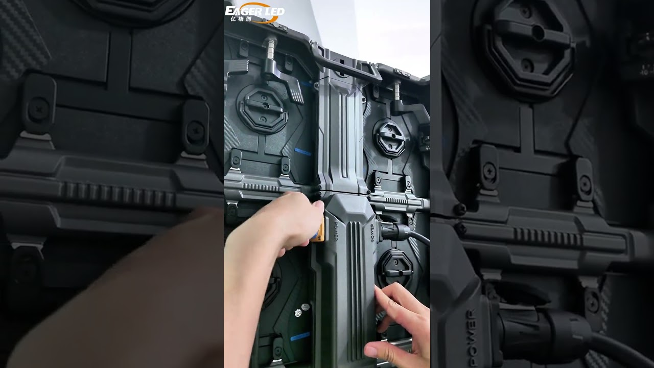 Smooth LED screen cabinet installation process.#ledscreen #ledvideowall #ledboard #eagerled