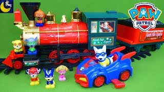 Paw Patrol Funny Toys Stories for Kids Christmas Train Missing Super Hero Pups Apollo Saves the Day!