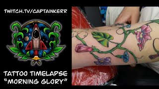 Morning Glory Tattoo Timelapse | Twitch | CaptainKerr
