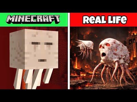 Minecraft Bosses Mobs and Characters vs Real Life!