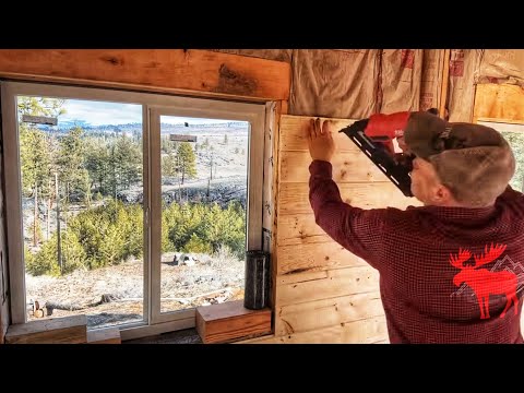 Installing Pine Tongue & Groove in the Off Grid Mountain Cabin.