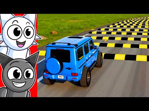 CARS VS 100 SPEED BUMPS!