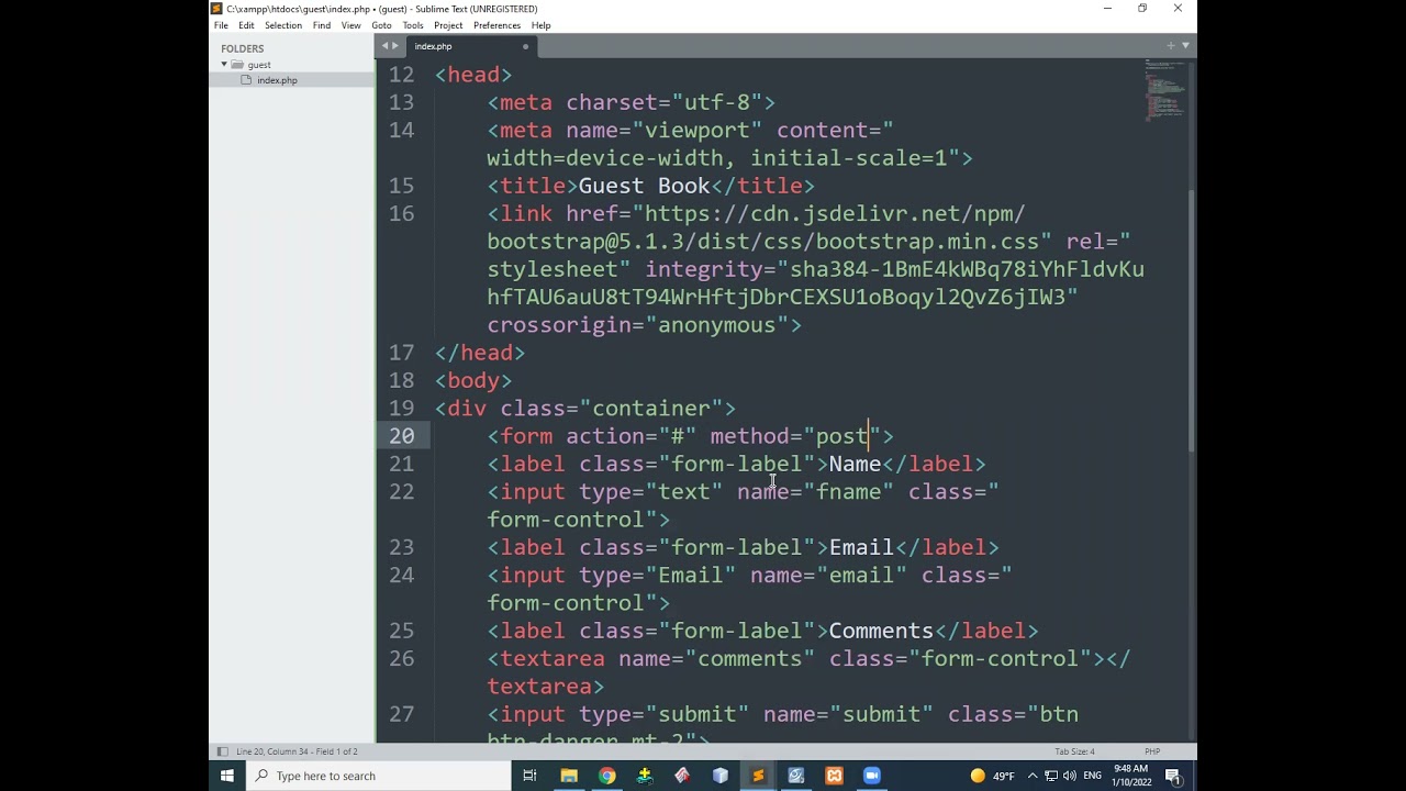 PHP: Guest Book Project