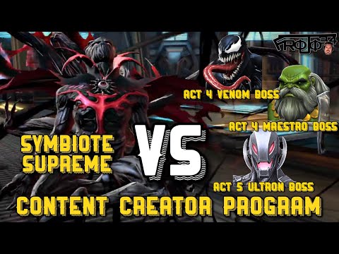 Symbiote Supreme Vs Act 4 Venom & Maestro & Act 5 Classic Ultron | Marvel Contest of Champions