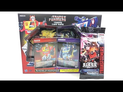 Unboxing/Quick Look: SDCC Exclusive TRANSFORMERS TCG Blaster vs Soundwave and Omnibots Packs