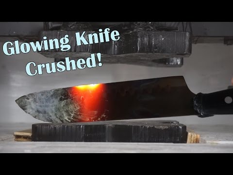 Crushing A 1000 Degree Glowing Knife In A Hydraulic Press Experiment...Or Maybe Its 700 Degrees Video