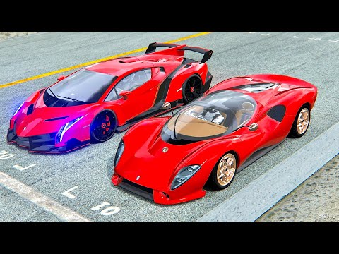 De Tomaso P72 2022 vs Lamborghini Veneno at Old Monza