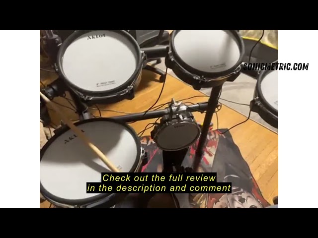 Vídeo relacionado con AKLOT Batería eléctrica con Kick-Tower: 4 almohadillas de malla de doble zona, tambor de patada estilo torre de 8 pulgadas, snare de 10 pulgadas, platillos de doble zona de 10 pulgadas con