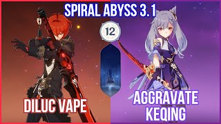 GI NEW Spiral Abyss 3 1 Floor 12 C0 Vape Diluc C0 Aggravate Keqing Full Star Clear gameplay Mp4 3GP & Mp3