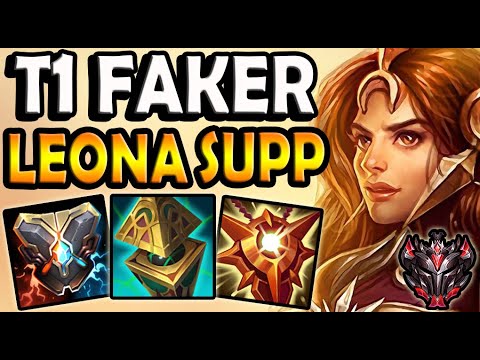 T1 Faker LEONA Support vs THRESH - Patch 11.4 Ranked Korea ✅