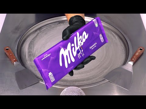 ASMR | Milka Ice Cream Rolls - how to make Milka Alpine Milk Chocolate to Chocolate Ice Cream Rolls