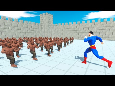 100 Men vs 1 Superhero | 100 vs 1 - Animal Revolt Battle Simulator
