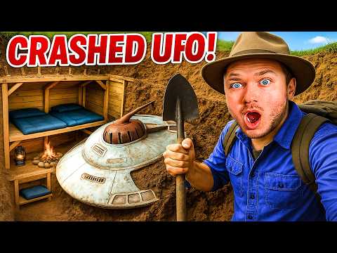 We Found an ALIEN UFO Under Our MUD FORT (Primitive Survival Building)