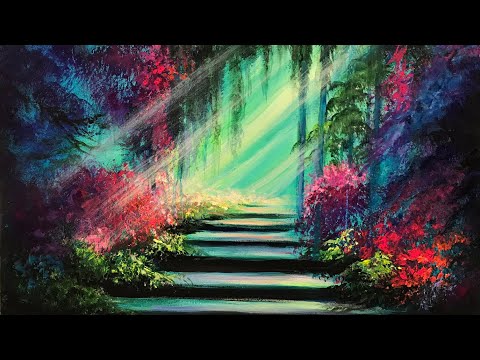 ACRYLIC PAINTING TUTORIAL / HOW TO PAINT A SECRET GARDEN/ STEP BY STEP