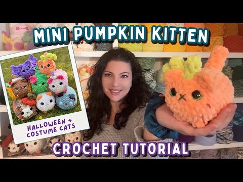 Mini Cat Crochet Tutorial 🎃 Halloween Pumpkin Kitten Plushie by Annie Carraway Art