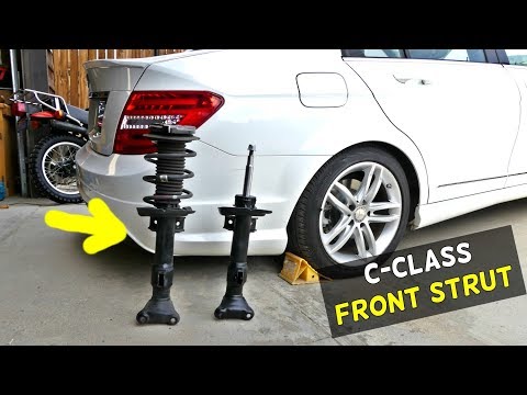 MERCEDES W204 FRONT STRUT SHOCK REPLACEMENT REMOVAL C250 C300 C350 C200 C220