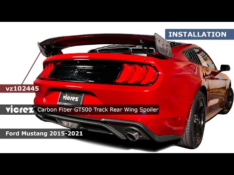 Vicrez Carbon Fiber GT500 Track Rear Wing Spoiler vz102445 | Ford Mustang 2015-2023 | Installation