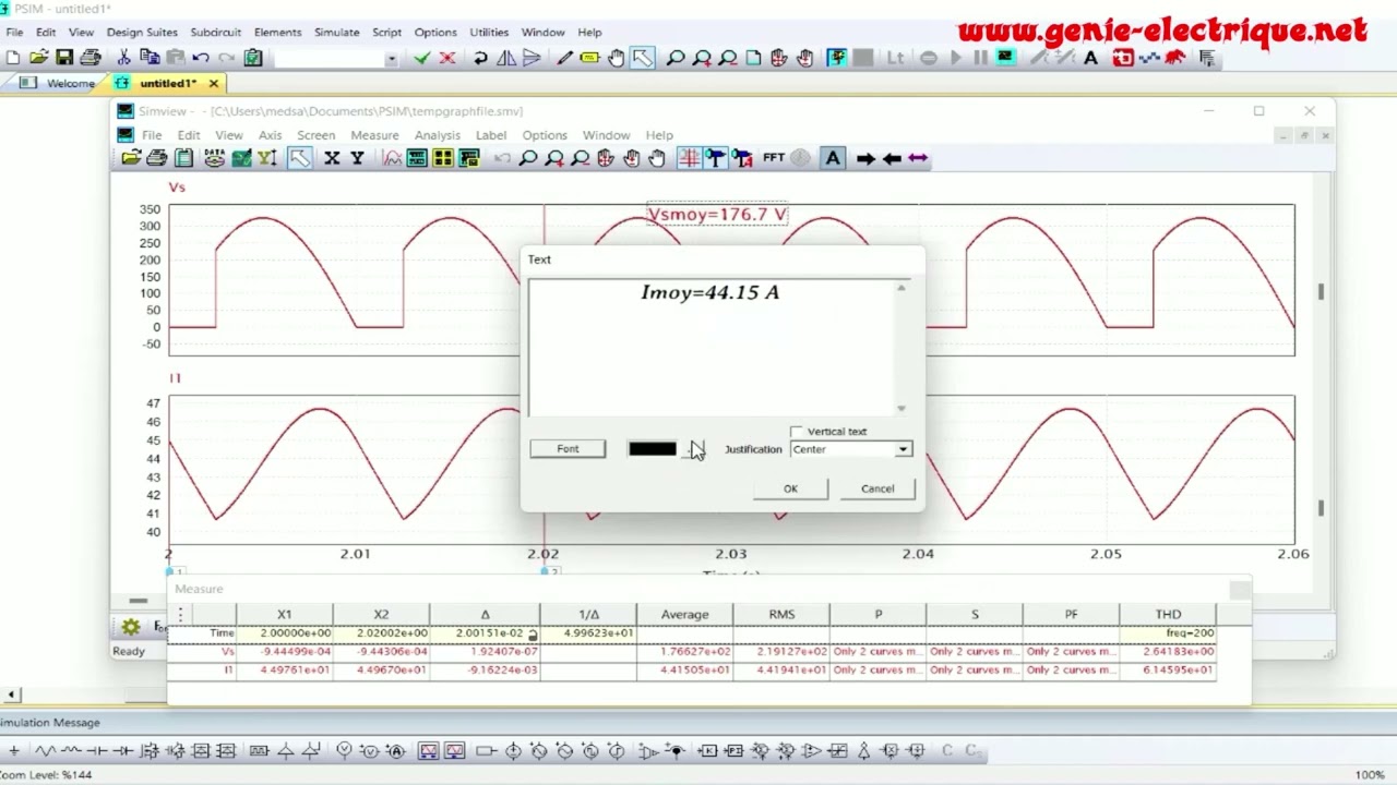 Simulation PSIM : Redressement commandé - Pont Mixte Symétrique - Vidéo