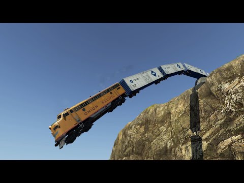 Trains vs Cliff Crashes 1 - BeamNG.Drive | BeamNG High Speed