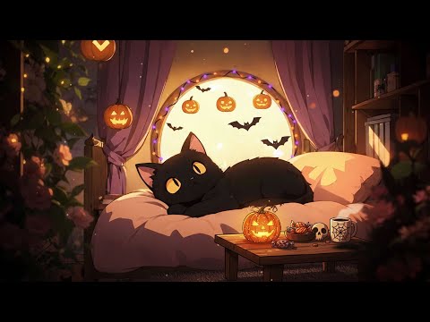 Black Cat's Sleepy Lofi Radio 🌙 Beats for Insomnia, Anxiety Relief & Cozy Nights