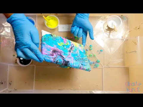 Acrylic Fluid Paint Pouring - White, Fluo Yellow, Black, Neon Pink