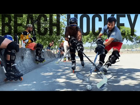 Good Vibrations, Roller Hockey At Sunset Beach. Downtown Vancouver BC Canada