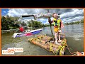 Rescuing Dad From Fishing Emergency With Kids Ride On Boat And Raft Educational Kid Crew