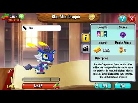 Dragon city feeding The Epic blue Alien dragon