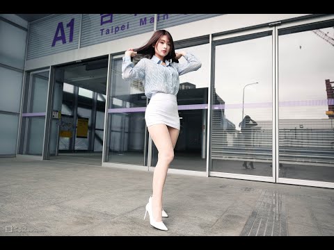 [4K] 露露咪-網紗襯衫搭配白裙絲襪高跟鞋逛台北地下街, 白いスカートとストッキング, 흰색 치마와 스타킹, White skirt and stockings