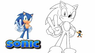 How to Draw Sonic the Hedgehog with a COOL Peace Sign | Easy Step-by-Step Tutorial