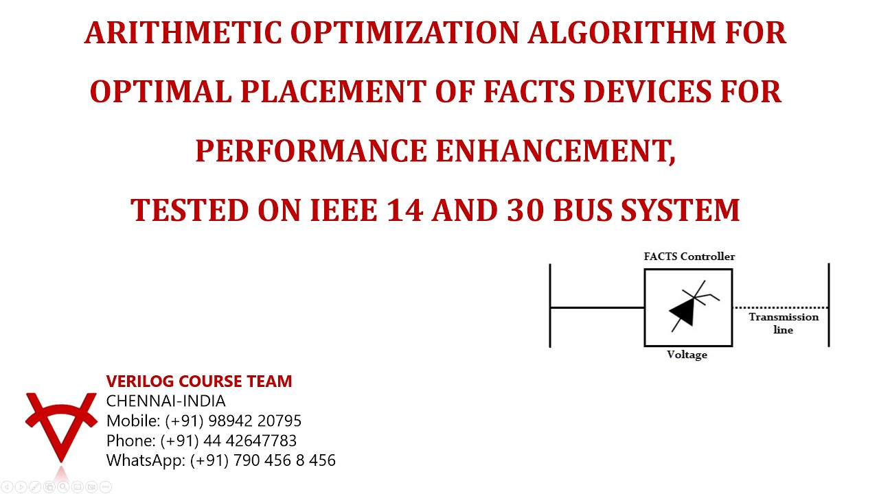 ARITHMETIC OPTIMIZATION ALGORITHM FOR OPTIMAL PLACEMENT OF FACTS DEVICES FOR PERFORMANCE ENHANCEMENT