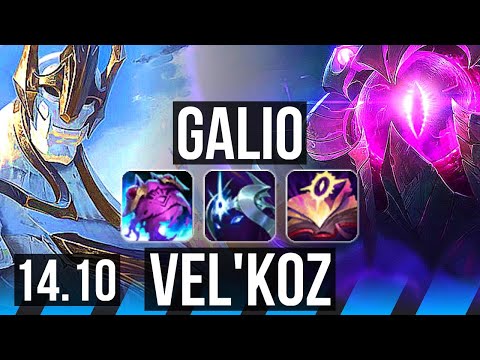 GALIO vs VEL'KOZ (MID) | 6/0/16, 500+ games, Dominating | EUW Master | 14.10