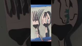 realastic spoon and fork art. watercolor painting