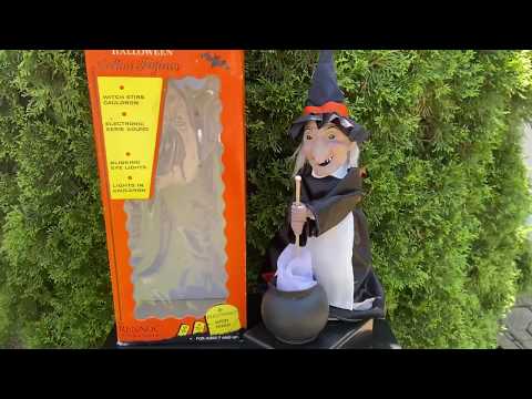 Animated 20” Motion-ette Witch w/ Cauldron -  Rennoc Vintage Halloween