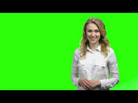 Woman presenting product - green screen - Chroma Key - No Copyright