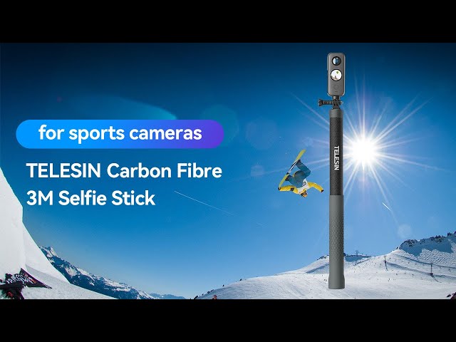 عصا سيلفي تيليسين الجيل الثالث من ألياف الكربون قابل للتمديد بطول (3 متر)