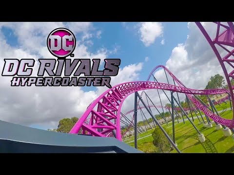 DC Rivals Roller Coaster REAL Front Seat & BACKWARDS POV! Warner Bros Movie World Australia