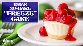 Quick and Easy 5 Ingredient Vegan No-Bake Cherry Lime "Freezecake" | Oreo Crust Non-Dairy Cheesecake