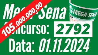 Resultado MEGA-SENA, Mega Sena de hoje, Mega-Sena de 01/11,