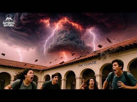 TERROR em MINAS: NUVEM “SINISTRA” vira tempestade violenta e TELHADO de faculdade é arrancado!