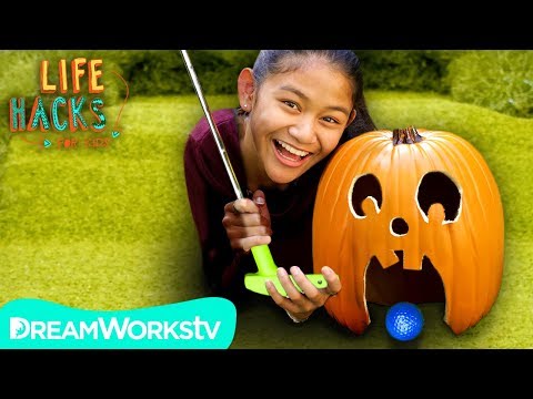 Part of a video titled Pumpkin Putt Putt Game | LIFE HACKS FOR KIDS - YouTube