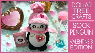 DIY Dollar Tree Sock Penguin - Valentine's Edition - Valentines Day Craft