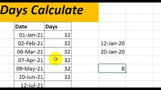No. of days calculation | excel formula