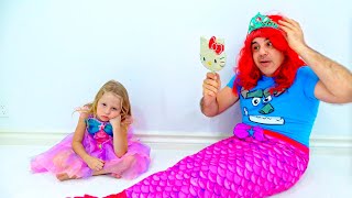 Nastya turned into the Little Mermaid Princess - Funny Story of Mermaid